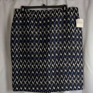 Kasper Black and White Chevron Pencil Skirt